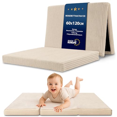 Klappmatratze Kinder Faltmatratze 120 x 60 cm - Faltbare Matratze Gästematratze Bodenmatratze Kinderzimmer klappbare Schlafmatratze Foldable Mattress Reisematratze faltbar von Totsy Baby