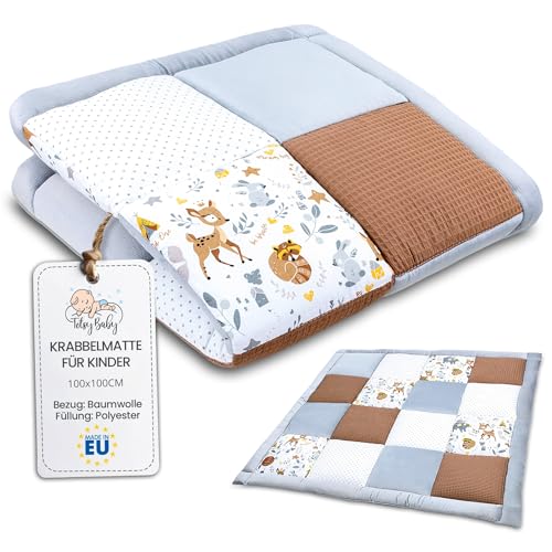 Krabbeldecke Spielmatte Krabbelmatte für Baby Kinder - Babies Patchworkdecke Bodenmatte Spieldecke Play Mat für Kinderzimmer und Laufgitter Oeko-Tex 100x100 cm Krabbeldecke Spielmatte Krabbelmatte für Baby Kinder - Babies Patchworkdecke Bodenmatte Spieldecke Play Mat für Kinderzimmer und Laufgitter Oeko-Tex 100x100 cm von Totsy Baby