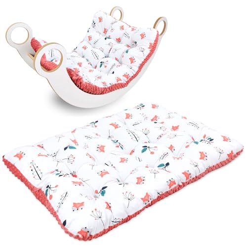 Krabbeldecke für Baby Kissen für Kletterbogen 70x110 cm - Bodenkissen Kinder Matte für Montessori Spielbogen Wippe Kletter Bogen Polster Spieldecke für Kinderzimmer Oeko-Tex Fuchs mit Terracotta von Totsy Baby