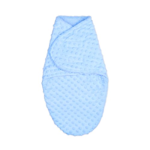 Pucksack Baby 0-3 Monate Winter - Pucktuch Swaddle Blanket Puckdecke Strampelsack mit Minky Blau von Totsy Baby