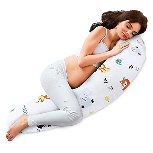 Totsy Baby Seitenschläferkissen 190 cm Komfortkissen Baumwolle - Schlafkissen mit Bezug Seitenschläfer Kissen Body Pillow mit Reißverschluss Safari von Totsy Baby