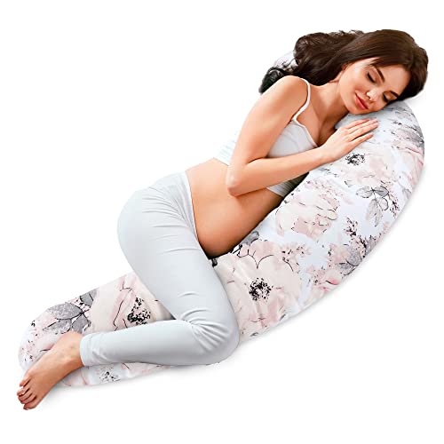 Totsy Baby Seitenschläferkissen 190 cm Komfortkissen Baumwolle - Schlafkissen mit Bezug Seitenschläfer Kissen Body Pillow mit Reißverschluss Wilde Rose von Totsy Baby