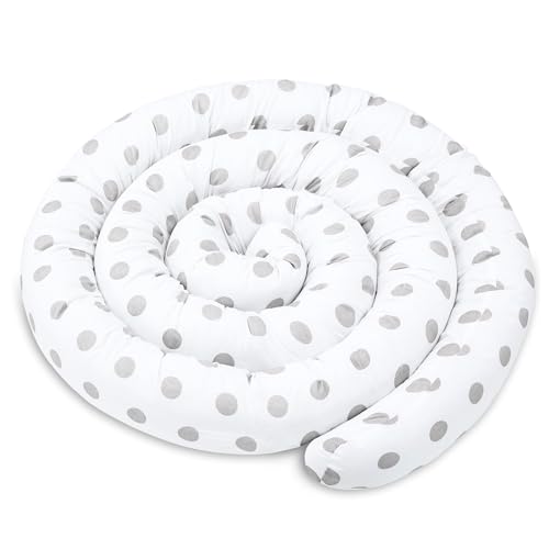 Seitenschläferkissen Bettschlange Body Pillow 200 cm Baumwolle - Kopfkissen lang Bettrolle Schlafkissen Nackenrolle Kissen Tupfen auf Weiß von Totsy Baby