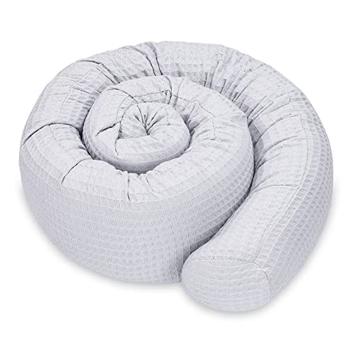 Totsy Baby Seitenschläferkissen Bettschlange Body Pillow 150 cm Baumwolle Waffel- Kopfkissen lang Bettrolle Schlafkissen Nackenrolle Kissen Grau von Totsy Baby