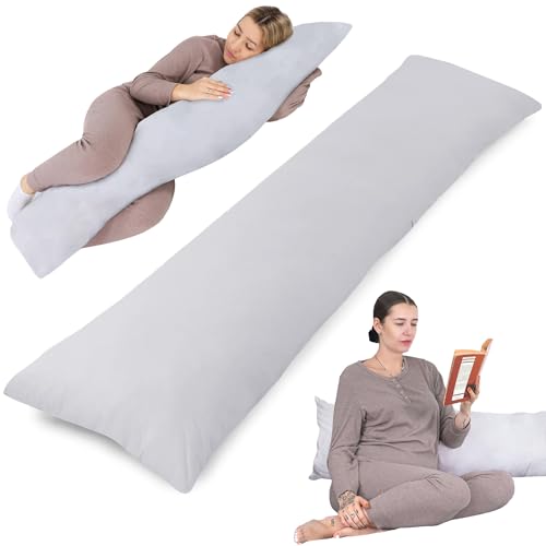 Totsy Baby Seitenschläferkissen mit Bezug Baumwolle 40 x 145 cm - Komfortkissen Schlafkissen Seitenschläfer Body Pillow Seitenschlafkissen Grau von Totsy Baby