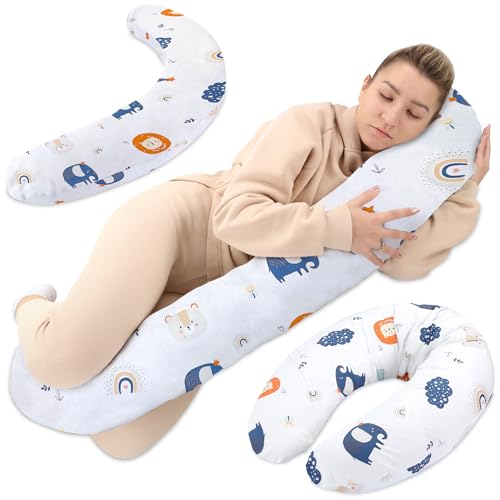 Totsy Baby Stillkissen XXL Seitenschläferkissen Schwangerschaftskissen Lagerungskissen - Baumwolle Pregnancy Pillow Erwachsene - 190 cm Regenbogen von Totsy Baby