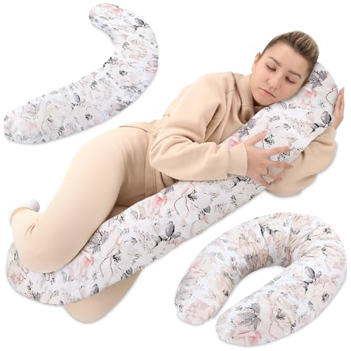 Totsy Baby Stillkissen XXL Schwangerschaftskissen 190 cm - Pregnancy Pillow Body Pillow Seitenschläferkissen Schlafkissen Lagerungskissen Kissen mit Bezug aus Baumwolle Oeko-Tex von Totsy Baby