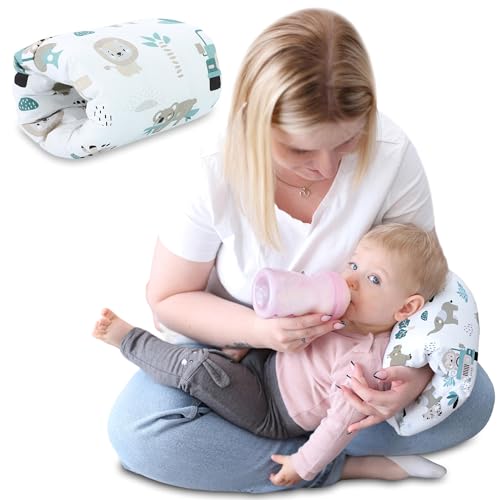 Stillkissen klein Stillmuff Ø20cm – Ministillkissen Baby Arm-Stillkissen Arm Kissen für unterwegs Reisestillkissen Baumwolle Afrika Weiß von Totsy Baby