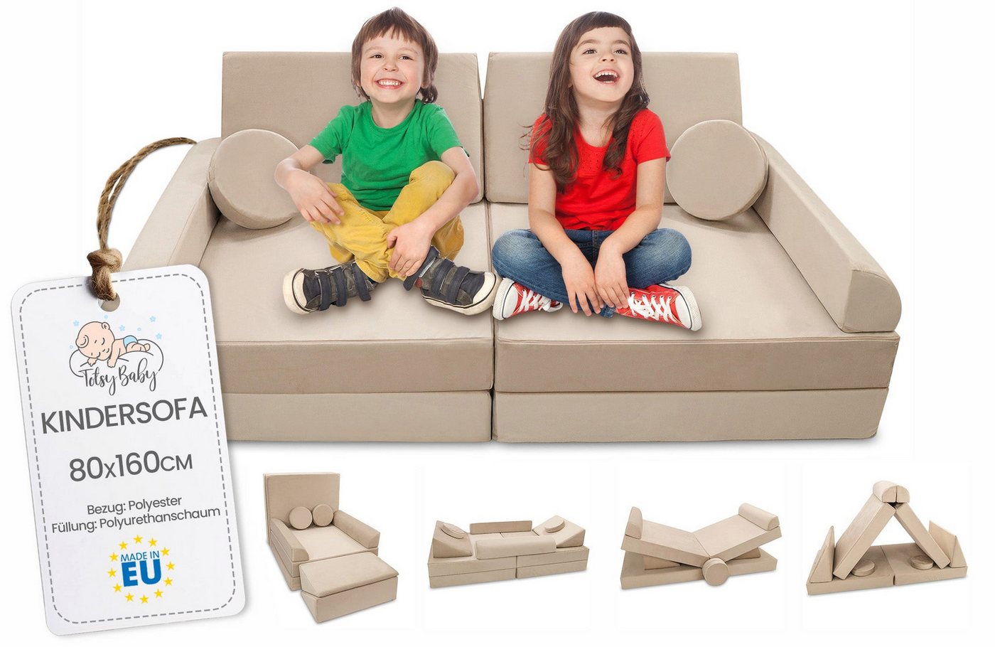 Totsy Baby Kindersofa Spielsofa Kinder softbausteine mini modular bodensofa ausklappbar von Totsy Baby