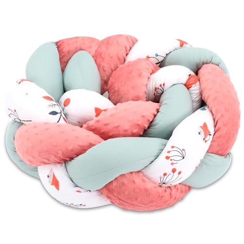 Totsy Baby Kuschelkissen Kinder Kissen Deko 150 cm - flauschig Dekokissen Kinderzimmer Kinderkissen Zierkissen geflochten Baumwolle Minky Fuchs Orange von Totsy Baby