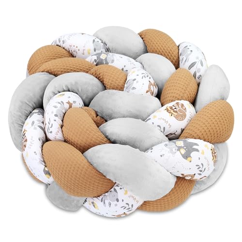 Totsy Baby Kuschelkissen Kinder Kissen Deko 150 cm - flauschig Dekokissen Kinderzimmer Kinderkissen Zierkissen geflochten Baumwolle Minky Hirsch Grau von Totsy Baby