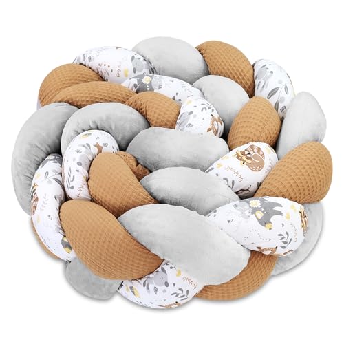 Totsy Baby Kuschelkissen Kinder Kissen Deko 200 cm - flauschig Dekokissen Kinderzimmer Kinderkissen Zierkissen geflochten Baumwolle Minky Hirsch Grau von Totsy Baby