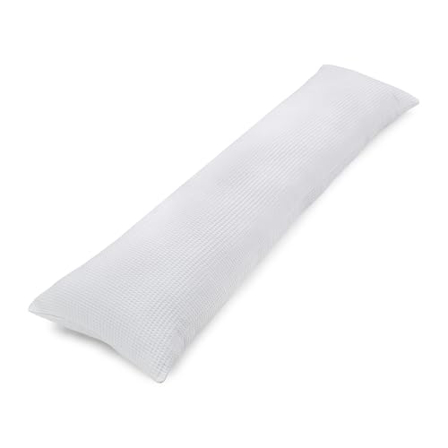 Totsy Baby Seitenschläferkissen 145 x 40 cm Schlafkissen mit Bezug - Body Pillow Seitenschlafkissen Komfortkissen Erwachsene Waffel Hellgrau von Totsy Baby