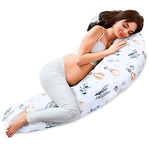 Totsy Baby Seitenschläferkissen 190 cm Komfortkissen Baumwolle - Schlafkissen mit Bezug Seitenschläfer Kissen Body Pillow Seitenschlafkissen mit Reißverschluss Luftballons von Totsy Baby