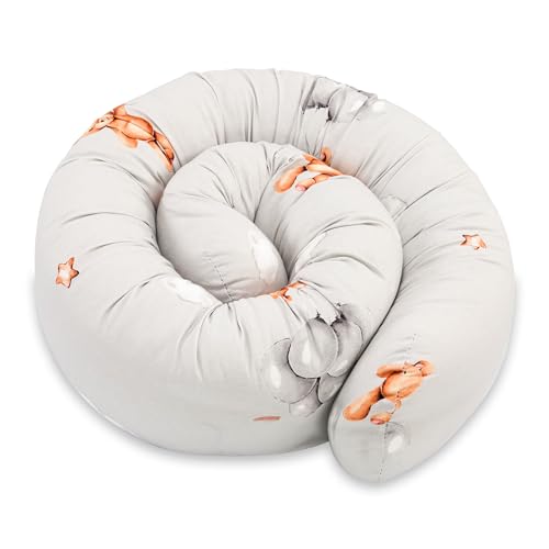 Seitenschläferkissen Bettschlange Body Pillow 200 cm Baumwolle - Kopfkissen lang Bettrolle Schlafkissen Nackenrolle Kissen Oeko-Tex Teddybären von Totsy Baby
