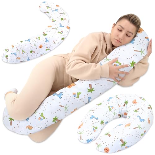 Totsy Baby Stillkissen XXL Seitenschläferkissen Schwangerschaftskissen Lagerungskissen - Baumwolle Pregnancy Pillow Erwachsene - 190 cm Dinosaurier von Totsy Baby