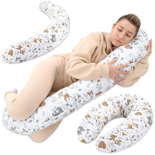 Totsy Baby Stillkissen XXL Seitenschläferkissen Schwangerschaftskissen Lagerungskissen - Baumwolle Pregnancy Pillow Erwachsene - 190 cm Hirsch von Totsy Baby