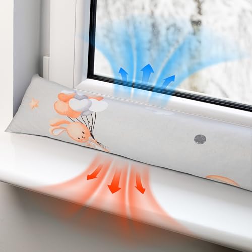 Totsy Baby Zugluftstopper für Türen und Fenster Stopper Türdichtung 90 cm Seitenschläferkissen Umrandung oder Tür Luftzugstopper Schalldämmung Windstopper Türluftstopper Baumwolle Oeko-tex Kaninchen von Totsy Baby