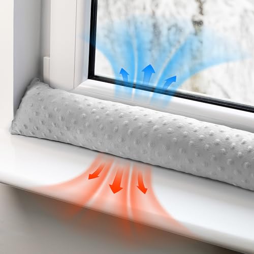 Zugluftstopper für Türen und Fenster Stopper Türdichtung 120 cm Seitenschläferkissen Umrandung oder Tür Luftzugstopper Schalldämmung Windstopper Türluftstopper Minky Hellgrau von Totsy Baby