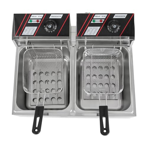 TouSuaRSi 220V Doppelter Tank Fritteuse Maschine 12L Elektrische Fritteuse mit Frittierkorb Edelstahl Doppel Fritöse Unabhängige Temperaturregelung für Schnellrestaurants Snackbars TouSuaRSi 220V Doppelter Tank Fritteuse Maschine 12L Elektrische Fritteuse mit Frittierkorb Edelstahl Doppel Fritöse Unabhängige Temperaturregelung für Schnellrestaurants Snackbars von TouSuaRSi