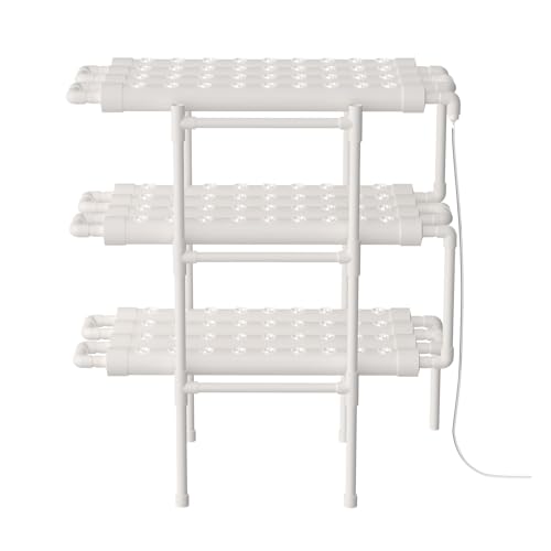 TouSuaRSi 3 Layers Hydroponic Grow Kit 90/108 Loch Erdloses Hydroponic Vegetable Hydroponic Growing System PVC Pipe Soilless Growing System Hydroponic Kits für Gemüse, Blumen (108 Loch) von TouSuaRSi