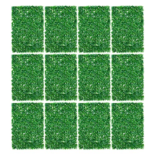 TouSuaRSi 60x40cm Künstliche Hecke Fliese Rasen Gras Matte Grün Panel Wand Bildschirm Pflanze Künstliche Matte Grün Wand Hecke Sichtschutz Balkon Blätter Sichtschutz Künstliche Hecke (12 Stück-2) von TouSuaRSi