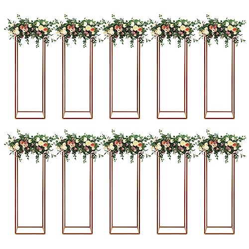 TouSuaRSi Blumenständer Gold Metall 60cm / 80cm - 10 Stück Blumenstander Hoch Blumen Ständer Blumentopfständer Metall Blumenstaender Mittelstücke Vasen Stand für Hochzeit Party Deko (27x27x80cm) von TouSuaRSi