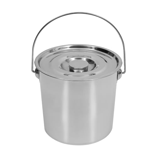 TouSuaRSi Edelstahl Eimer Edelstahl Behälter mit Deckel Kücheneimer Futtereimer mit Griff Rund Kücheneimer Eimer für Lebensmittel Chemie Waschpulver Klebstoffe Geeignet (12L) von TouSuaRSi
