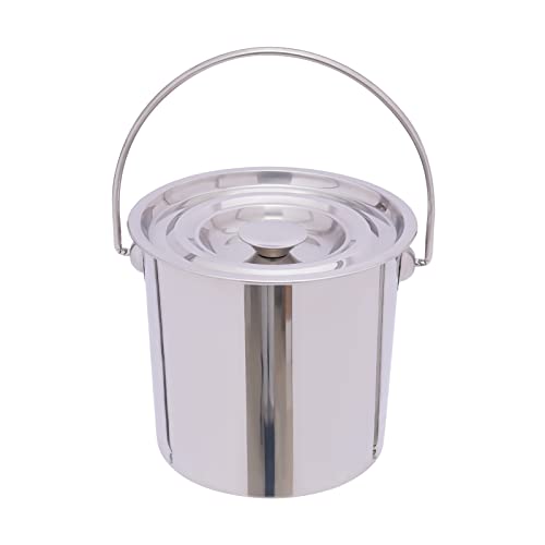 TouSuaRSi Edelstahl Eimer Edelstahl Behälter mit Deckel Kücheneimer Futtereimer mit Griff Rund Kücheneimer Eimer für Lebensmittel Chemie Waschpulver Klebstoffe Geeignet (6L) von TouSuaRSi