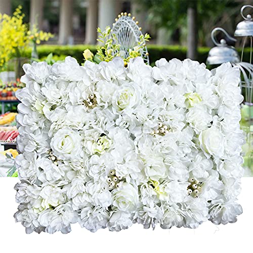 TouSuaRSi Kunstpflanzen Künstliche Blumenwand Rosenwand 40x60cm Hochzeit Straße Hintergrund DIY Blumenwand Hochzeit Kunstblumen Panel Decor für Hochzeit Garten Wedding Heimdekoration (12 Stück Weiß-1) von TouSuaRSi