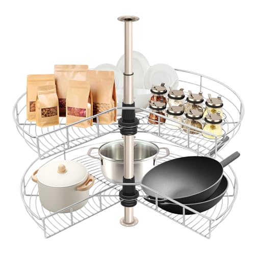 TouSuaRSi Nierenförmiger Karussell Eckschrank Küche Organizer Drehbeschlag 270° Drehbar Auszug HckschrankTragfähigkeit (16 kg belastbar), Höhenverstellbar 54,4–77 cm, Eckschrank für Schrank von TouSuaRSi