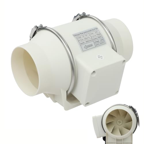 TouSuaRSi Rohrventilator 100mm Abluftventilator Rohrlüfter, 220 m³/h Rauchabzug Ventilator, 150Pa Inline Abluftventilator 220V Lüfter für Gewächshaus Zelt Garage WC von TouSuaRSi