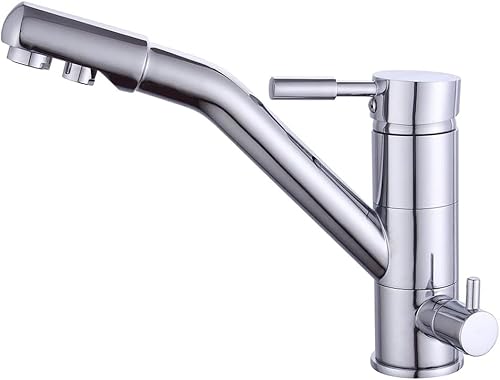 3 Wege Küche Wasserhahn, 3-in-1 Wasserfilter Armatur mit 2 Hebel für Osmose Anlage Trinkwasserhahn Chrom von TouTToNG