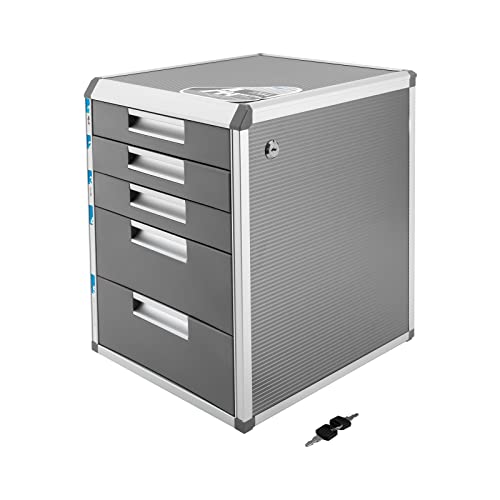 Metall Schubladenkasten Schubladenbox 5 Fächer, Aluminiumlegierung Dokument Aufbewahrungsbox Organiser Box DIN A4, Dokumentenkasten Ablagebox Verriegelbar mit 2* Tasten von TouTToNG