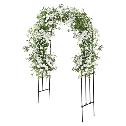 Rosenbogen Garten Bogen Rankgitter Rosenhilfe Metall Pflanze Klettern Rack für Verschiedene Kletterpflanzen (Schwarz, 2.4 * 1.5m) von TouTToNG