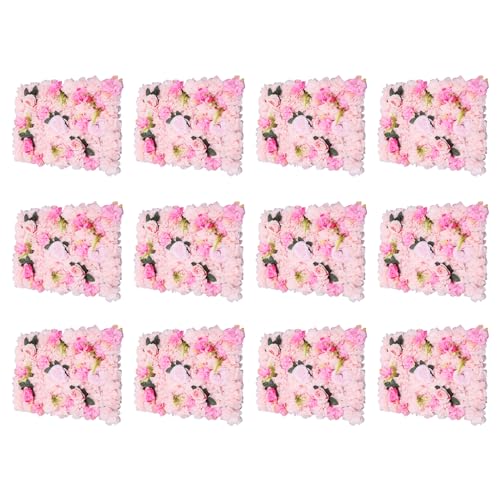 TouTToNG 12 Stück Künstliche Hochzeit Blumenwand, Seide Künstliche Blume Wandpaneel für Hochzeit Party Deko DIY Hintergrund Rosa (B) von TouTToNG