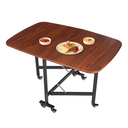 TouTToNG Esstisch klappbarer Küchentisch Multifunktions Esszimmertisch mit 6 Rädern 120 * 80 * 75cm (Braun) von TouTToNG