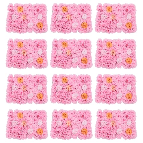 TouTToNG Kunstblumen Wandpaneele Blumenwand 60 * 40Cm, Seide Künstliche Blume Rosen Wand Paneel DIY Hintergrund für Hochzeit Party (12, Rosa) von TouTToNG