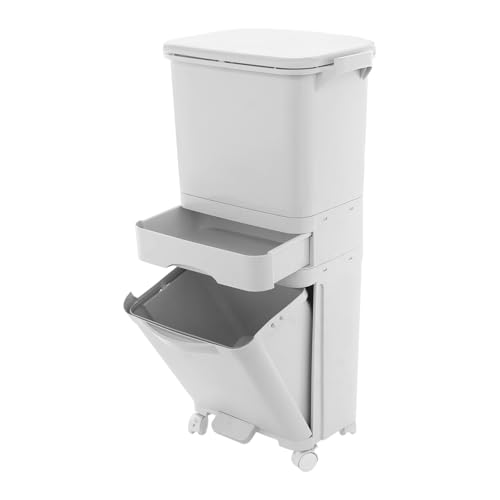 TouTToNG Mülltrennsysteme Mülleimer Küche 3 Fächer 42L Große Abfalleimer für Mülltrennung mit Rädern, Griffe, 24L, 4L, 14L von TouTToNG