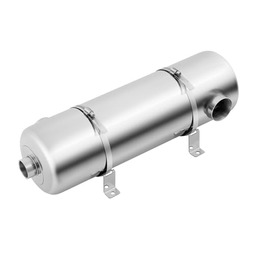 TouTToNG Pool Wärmetauscher Schwimmbad Heizung MF-200 60 kW Edelstahl Schwimmbadheizer für Pool Heat Exchange Wasserdurchfluss 55 GPM/min, 13 * 48cm von TouTToNG