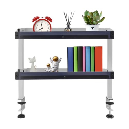 TouTToNG Schreibtischregal 2-stufiges Klemmen Tisch Regal von über&unter dem Tisch, Ausstellungsregal bis 10kg, 44 * 39 * 15.3cm (Weiß) von TouTToNG