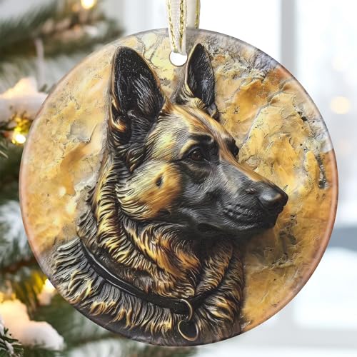 8,9 cm Keramik Hund Ornament Weihnachten Ornament Hund Weihnachtsschmuck für Baum Weihnachtsdeko Christbaumschmuck Geschenk Austausch Geschenkidee Kugel Geschenk - Deutscher Schäferhund 8,9 cm Keramik Hund Ornament Weihnachten Ornament Hund Weihnachtsschmuck für Baum Weihnachtsdeko Christbaumschmuck Geschenk Austausch Geschenkidee Kugel Geschenk - Deutscher Schäferhund von Touber