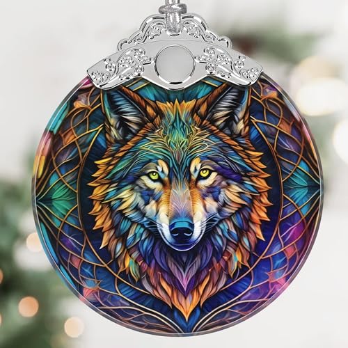 Wolf Buntglas Hängende Ornament – Weihnachtsbaum-Dekorationsidee von Touber
