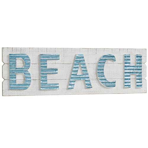 Wandschild aus Holz und Metall, Motiv "Coastal Beach", 78,9 cm B x 24,1 cm H von Touch of Class