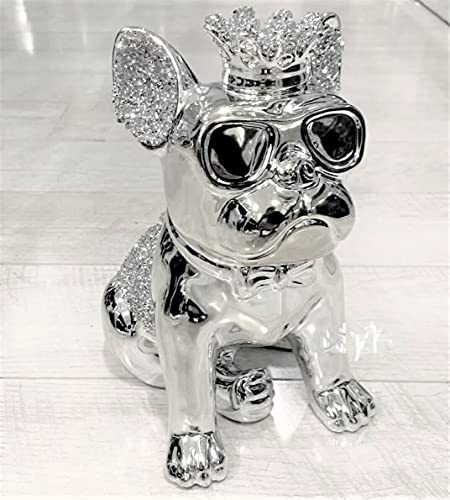 Glänzende Bulldogge aus Keramik mit zerdrückten Diamanten, Dekoration für Regalsitzer Glänzende Bulldogge aus Keramik mit zerdrückten Diamanten, Dekoration für Regalsitzer von Touch of Venetian