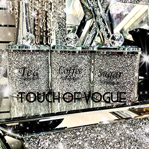 Touch of Vogue® Aufbewahrungsdosen mit Diamantsplittern für Tee, Kaffee, Zucker, Silberfarben, 17 cm von Touch of Vogue