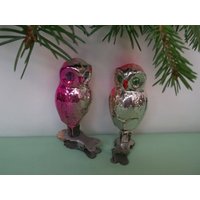 Eulen Aus Glas. Waldkauz. Eulenfamilie. Vintage Weihnachtsbaum Glasschmuck von TouchTheOld