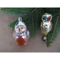 Familie Der Waldeule. Eule Aus Glas. Niedliche Ornamente. Vintage Weihnachtsbaum Glasverzierungen von TouchTheOld
