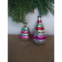 Kunterbunte Ornamente. Farbige Pyramiden. Vintage Weihnachtsbaum Glasschmuck von TouchTheOld
