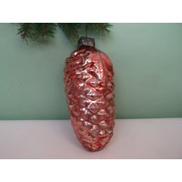 Oranger Tannenzapfen. Weihnachtswald Vintage-Weihnachtsbaum-Glasanhänger von TouchTheOld